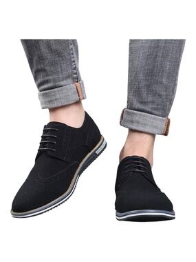 LOGAN MEN'S WINGTIP LACE-UP OXFORD SHOES Black size 13